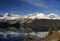 Bow Lake and striated mountain