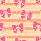 Bow pattern background. Linen, lace or striped with pink bow background. Great for wallpaper, gifts, card, textile, fabric.