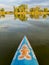 Bow of racing stand up paddleboard by Starboard