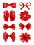 Bow realistic. Ribbons for decoration hair bow celebration party items vector collection