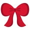 The bow is red. Decoration for a gift, surprise, bouquet. The ribbon is beautifully tied. Knot. Colored vector illustration. Valen