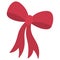The bow is red. Decoration for gift, surprise, bouquet. The ribbon is beautifully tied. Knot for decoration.