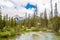 Bow river near Lake Louise in National Park Rocky Mountains in Canada