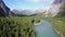 Bow river among Rockies Mountains in Banff National Park, Canada