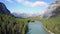 Bow river among Rockies Mountains in Banff National Park, Canada