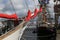 Bow of russian two-masted schooner Krasotka and Danish three-masted schooner Loa