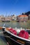 Bow of a sailing ship in the harbor of Harlingen