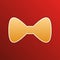 Bow Tie icon. Golden gradient Icon with contours on redish Background. Illustration.