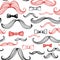 Bow Tie and Moustache Seamless Pattern. Vector illustration