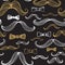 Bow Tie and Moustache Seamless Pattern. Vector illustration