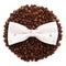 Bow tie patterned sea anchor lie on the circle of coffee beans isolated