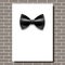 Bow Tie Poster Vector. Empty White A4. Black Bow Tie. Classic Satin Butterfly. Place For Text. Brick Wall. Vertical