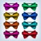 Bow Tie Set Vector. Hipster, Gentleman. Realistic Knot Silk Bow. Elegance Formal Suit Bowtie. Fashion Cloth, Classic