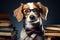 Bow tied beagle embraces studious look, glasses add extra flair