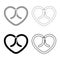 Bow tied heart icon outline set black grey color vector illustration flat style image