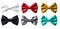 Bow ties bow ties of solid colours. Many assorted different range of colours isolated on transparent