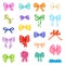 Bow vector bowknot or ribbon for decorating gifts on Christmas or Birtrhday party illustration set element of bowed or