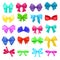Bow vector cartoon bowknot or ribbon for decorating gifts on Christmas or Birtrhday party illustration set of elements