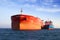 Bow view of bulk carrier ship Leonid Loza anchored in Algeciras bay in Spain.