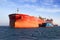 Bow view of bulk carrier ship Leonid Loza anchored in Algeciras bay in Spain.