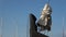 Bow wooden historical ship and yachts masts in port