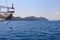 The bow of a yacht during a sea voyage. Background with selective focus and copy space