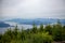 Bowen Island lookout on a dreary, cloudy, foggy day from a view point on Cypress Mountain