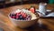 Bowl of Acai with fresh fruits and seeds