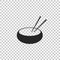 Bowl with asian food and pair of chopsticks silhouette icon isolated on transparent background. Concept of prepare