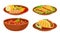 Bowl with Baked Beans and Tacos or Burrito Food Vector Set
