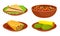 Bowl with Baked Beans and Tacos or Burrito Food Vector Set