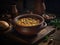 A Bowl of Beans Soup in a Rustic Environment