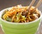 bowl of beef lo mien in a bowl with chopsticks