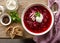 Bowl of beet root soup borsch