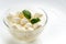 Bowl of Bocconcini mozzarella with fresh basil