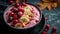 Bowl of Brazilian Frozen Acai Berry with tropical fruits