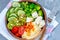 Bowl of bright healthy vegan lunch