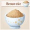 Bowl of brown rice. Detailed Vector Icon