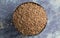 Bowl Bulgur Wheat on a Rustic Blue Table