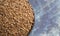Bowl Bulgur Wheat on a Rustic Blue Table