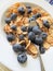 Bowl of cereal with fresh blueberries for a nutritional breakfast