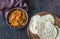 Bowl of chana masala with flatbread