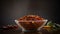 Bowl of chipotle chili flakes and dried jalapeno peppers, AI Generative