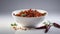 Bowl of chipotle chili flakes and dried jalapeno peppers, AI Generative