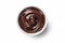 Bowl chocolate paste top view. Generate Ai