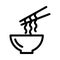 Bowl chopstick vector thin line icon