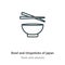 Bowl and chopsticks of japan outline vector icon. Thin line black bowl and chopsticks of japan icon, flat vector simple element