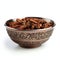 Bowl of cinnamon sticks and star anise isolated on a white background