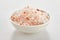 Bowl of coarse pink Himalaya rock salt