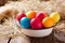 Bowl of colorful Easter eggs